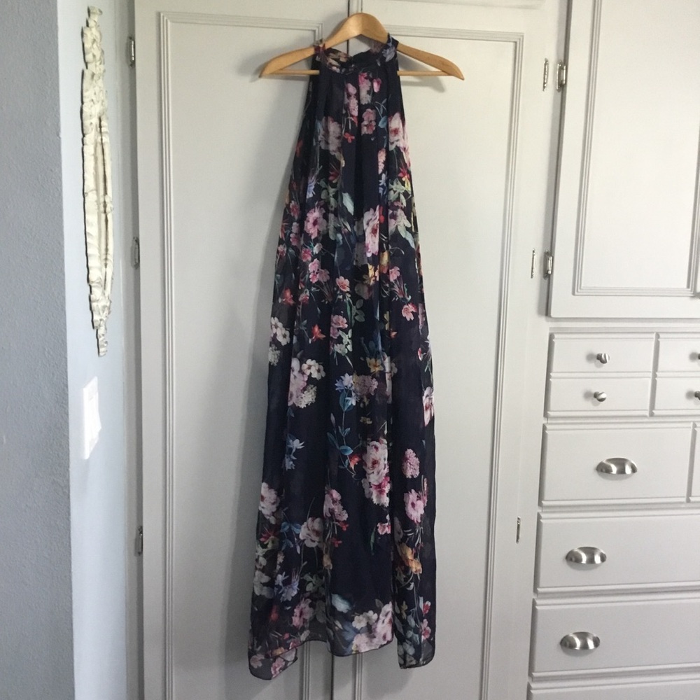 BELLAMBRA Silk Blend Flowy Floral Romantic Maxi Halter Dress size S